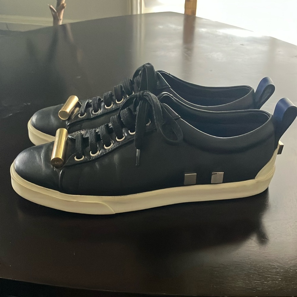Stuart Weitzman Leather Studded Accents Sneakers